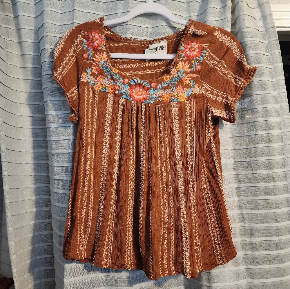 Savanna Jane Embroided Shirt with Flowers